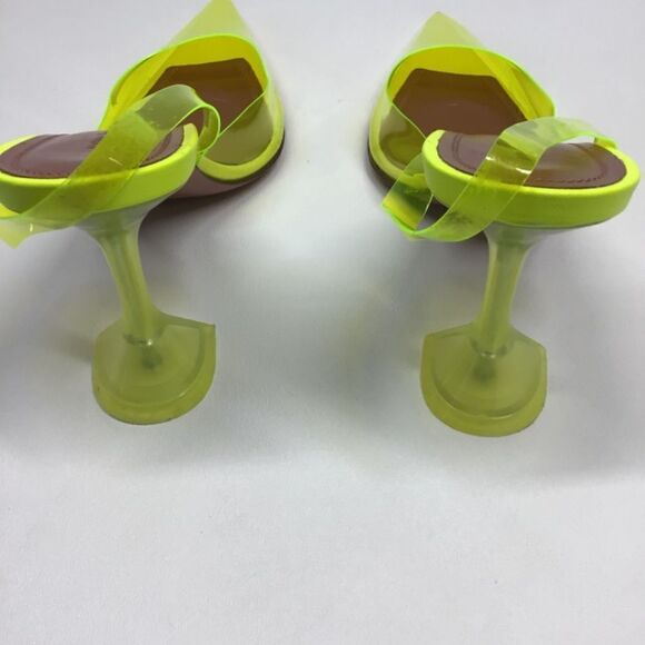 Amina Muaddi Holli Slingback Heels Yellow PVC Pointed Toe Women’s EU 38 - Picture 13 of 16